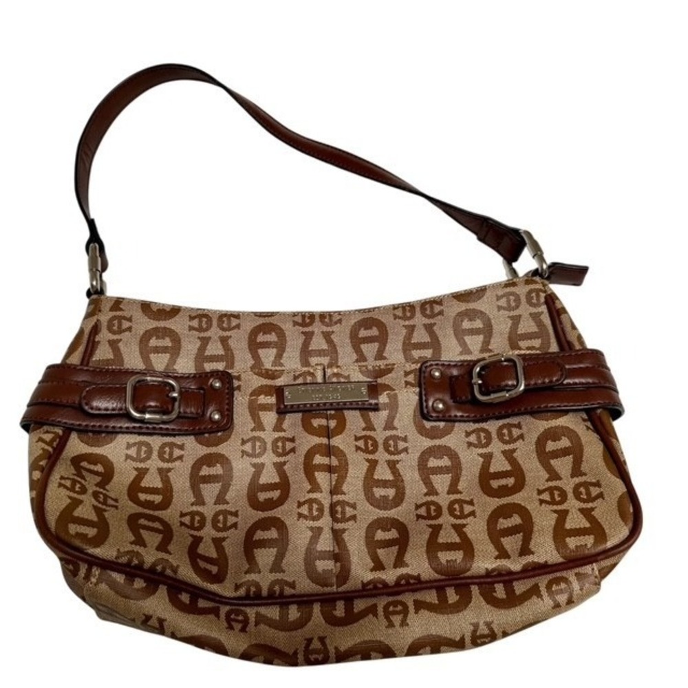 Vintage Y2K Etienne Aigner Leather Traditional Logo Buckle Hobo Monogram Purse